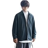 [サムディフ] とろみジップアップブルゾン メンズ ライトアウター 薄手 ジャケット ゆったり オーバーサイズ とろみ素材 ハリ感 柔らかく滑らかな肌触り M ブルーグリーン