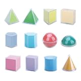 amleso 12ピースの幾何学的形状、学習玩具、教育玩具、教材、3D幾何学的立体、学用品、対象年齢3歳以上