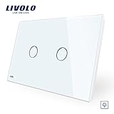 LIVOLOホワイト米国標準AC 110 – 220 V 2 Gang1 Way壁ライトディマースイッチwith強化ガラスパネル、-C902D-11