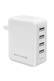 RAVPower USB 充電器 [4ポート/40W/折り畳み式プラグ/急速充電] AC アダプター iPhone/iPad/Android その他のUSB機器対応 RP-PC026 ホワイト