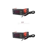 F Fityle ２個 STC-1000 AC/DC 12V / 10Aディジタル温度コントローラ　サーモスタット+センサ