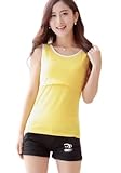 バイカラーが可愛い 使えるマタニティタンクトップ 授乳OK 胸開きタンク M L XL 2XL 全9色 (M, 黄色)