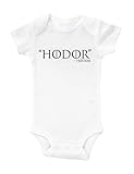 バッフル" Hodor "ブラックテキスト、ホワイトコットンベビーボディスーツ – Got カラー: ホワイト