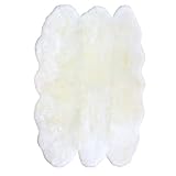 ムートンラグ 天然 オーストラリア産 長毛 6匹物 ラグ アイボリー 140×180cm 洗える 日本製 NF006IV