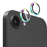 For iPhone 16E カメラ保護 【2枚入り】 iPhone 16E カメラフィルム salywin アルミ合金+9H硬度ガラス 露出オーバー防止 衝撃保護 透明感良し 撥水撥油 飛散防止 アイホン 16E 用 レンズ保護フィルム （カラフル）
