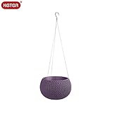 KETER Knit Cozy Pot ハンギングチェーン付き スモーキーパープル Sサイズ　吊り鉢 プラスチック製 樹脂 屋内 屋外 カバー(植木鉢 プランター ポット)