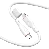 SODI USB-C ケーブル 100WPD対応 急速充電 480Mbps 【インターフェース保護】 充電ケーブル シリコン素材 絡まない Type-C iPhone 16/15シリーズ Galaxy iPad Pro MacBook Pro/Air 対応 バンド付き 1.8m スノーホワイト