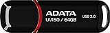 ADATA USA DashDrive USB 3.0 UV150 64GB Passport to Data Mobility, Black (AUV150-64G-RBK) [並行輸入品]