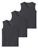 Sukinana インナーシャツ Vネック スリーブレス 綿100% 3枚組 5枚組 タンクトップ 無地 tシャツ メンズ 速乾 抗菌防臭加工 やわらか肌着 (JP, アルファベット, 2XL, ダークグレー(3枚組))