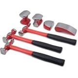 Titan (TIT15084) Auto Body Hammer Set, 7 Piece, with Three Fiberglass Handled Hammers, Four Dollies,