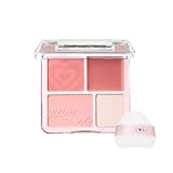 ジュディドール ハイライター 4in1 パウダー クリームチーク チークパレット アイシャドウ ハイライト マットハイライト 高発色 マルチパレット 4色 (02#元氣蜜桃, 9g)