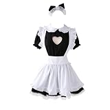 「Rina’s house」メイド 女仆装 コスプレ衣装 Maid costume アニメ パニエセット カチューシャつき かわいい メイド服 大きいサイズ (ブラック)