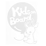 ホワイト（白） kids on board〈しか 鹿 シカ 風船 動物〉ステッカー 窓ガラス シール 安心 安全 キッズ イン ザ カー ※吸盤・マグネッ...