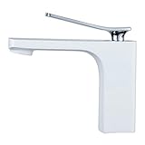 Hiendure ブラス真鍮ワンホールシングルレバー洗面所用水栓混合水栓,白色塗料