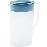 麦茶ポット 2L/ 1.5L 耐熱 冷水筒 洗いやすい スリム 透明 大容量 プラスチック 割れない おしゃれ 広口設計 熱湯可 抗菌 冷蔵庫入れ可能 洗いやすい 食洗機対応 業務用 家庭用 自宅用 (ブルー,2L)