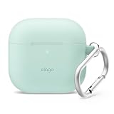 【elago】 AirPods 4 対応 ケース シリコン カバー カラビナ 付き 耐衝撃 ソフト 薄型 落下防止 ワイヤレス充電 MagSafe 対応 [ AirPods4 エアポッツ 4 第4世代 対応 ] SILICONE HANG CASE ミント