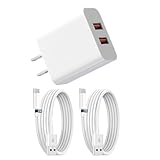 USB充電器 iPhoneタイプA対応 スマホUSB電源ACアダプター USB-A to Type-Cデータケーブル2本（1m×2）付属 12W高出力急速充電でiPhone、iPad、Android、各種対応