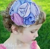 ベビーローズレースブーケヘッドドレス ラベンダー 結婚式のフラワーガールに！ 誕生日・七五三の御着物にも