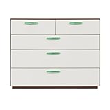 Alpha Takaba Co.,Ltd. カラフルチェストシリーズ リリーブラウン 120cm幅4段 取っ手グリーン