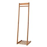 L型 木製 ハンガーラック 天然木 収納 棚 ハンガー スリム シンプル コートハンガー おしゃれ コート掛け (ブラウン, 幅40cm)