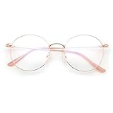 [FEISEDY] ブルーライトカット メガネ 伊達メガネ 紫外線カット UVカット 透明レンズ 度なし 超軽量 丸型 パソコン用 pcメガネ メタル フレーム おしゃれ レディーズ メンズ B1244