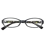 スーパーブルーライトカットメガネ ブルーライト94%カット UV99%カット オーバル クローバー柄 形状記憶 軽量 レディース 女性 ブルーライトカット メガネ 眼鏡 紫外線カット UVカット 伊達メガネ 度なし (グレー／ブラック)