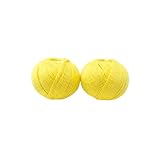 コットン毛糸 全9色 細め 約2mm 中細〜合太 2玉/5玉セット 編み物 ハンドメイド 手芸糸 (2, イエロー)
