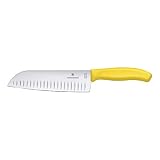 VICTORINOX(ビクトリノックス) 三徳包丁 食洗機対応 肉 魚 野菜 マルチに使える万能包丁 17cm 溝付 イエロー 人間工学に基づいた軽くて扱いやすいナイフ スイスクラシック 6.8526.17L8-X1