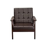 ブラウン(肘掛／ブラウン）／【一人掛け】ソファ ソファー 1人掛けソファ 1人掛けソファー 1人掛け 1P 一人暮らし コンパクト リビング リビングソファ PVC ファブリック シンプル 天然木