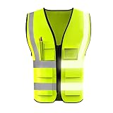 [YOWESHOP] 安全ベスト 高視認性反射ベスト ユニセックス 蛍光イエロー 夜間作業 工事現場 警備員用 (L, イエロー)