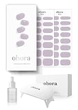 ohora 半硬化ジェルネイルストリップ バリューセット(N クリーム ラベンダー スターターキット) フルサイズランプとミニリムーバー付き サロンクオリティ 長持ち 貼り付けと取り外しが簡単