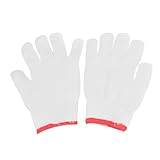 uxcell　作業手袋　ホワイト　レッド　3ペア　ニットナイロン　フルフィンガー