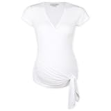 JoJo Maman Bebeジョジョママンベベ(イギリス)/Short Sleeved Wrap Top 半袖マタニティラップトップ/サイズM/White/B4074WHIM/205