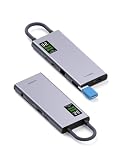 Hagibis USB C ハブ、LCD ディスプレイ付き、タイプ C ドッキング ステーション、マルチポート アダプター、4K@60Hz HDMI、100W PD、ギガビット イーサネット、AUX、SD/Micro SD、MacBook Pro、iPad、ノートパソコン用 (9in1)