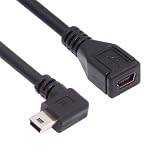 cablecc 90度直角ミニUSB 5ピン オス-メス延長ケーブル GPSカメラ用 30cm