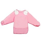 ASHERANGEL幼児幼児ソリッドSleevedスモック防水ビブOverclothes US サイズ: L(1-3Y) カラー: ピンク