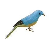 Flameer 青　鳥の装飾　人工羽　現実的　インテリア　庭の置物　高品質　コレクション　おとり