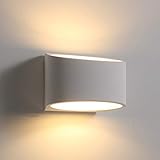 Creative Energy-Saving Wall Lamp Geometric Plaster Lampshade Personality Fashion LED Modern Minimalist Corridor Bedroom Living Room White (19 13 9CM) Fine Carving Pattern