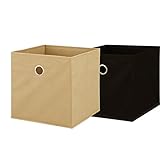 ECEL 折り畳み可Strange Bins不織布収納ボックス 小物 整理(2点セット) Sanyeblack+beige