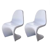 【2脚セット】ジェネリックチェア おしゃれ パントン デザイナーズチェア 内外用 INK-S113-WT-2SET ウェーブ (ホワイト)