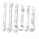 Hibucuo オートトリム取り外しツールセット ファスナーリムーバーツール 金属製こじ開けツールキット 車のドアパネル&オーディオステレオ用 ダッシュボード&パネル スチール取り外しキット 内装&内装トリムプーラー