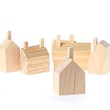 [ファクトリーダイレクトクラフト]Factory Direct Craft Natural Unfinished Wood Toy Block Wooden Houses 7 Piece Set Mo