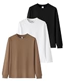 [SHOREKEEPER] 7.7オンス 長袖tシャツ メンズ 綿100% 肉厚生地 リブ袖口 1枚組 3枚組 ロングtシャツ 丸首 ゆったり ティーシャツ 無地 秋服 冬服 春服 (JP, アルファベット, L, 自然3色(ブラック × ホワイト × カーキ))