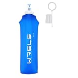 ソフトフラスク ハイドレーション ランニング ボトル 水筒 150ml/250ml/500ml 折りたたみ 防塵キャップ付き 軽量 トララン マラソン ハイキング 登山(青,500ml)