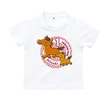 BabyChips お馬の親子(ピンク)(名入れ半袖ベビーTシャツ) 140 ホワイト