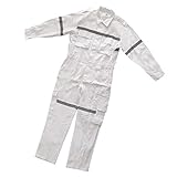 B Blesiya 修理　屋外　仕事　作業着　セーフティスーツ　安全ジャケット　防護服　連体　反射テープ付き　ホワイト　 - S