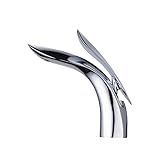 モダンバスルームシンク蛇口リーフ形状、7.87 "シングルハンドル単穴トイレ洗面化粧台シンク蛇口、クロム