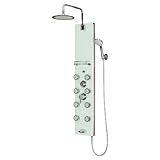 Pulse ShowerSpas 1030 Lahaina Tempered Tough Glass Shower Panel, White with Chrome Finish