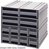 Quantum QIC-122RD Interlocking Gray Storage Cabinet with 12 Red Drawers, 11.38-Inch by 11-3/4-Inch b