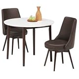 【組立設置費込】ダイニングセット 3点 ラウンドダイニングテーブル(ホワイト/白天板)&amp;チェア(ダークブラウン)2点 木製 【組立品】【代引不可】 生活用品 インテリア 雑貨 インテリア 家具 テーブル ダイニングテーブル ダイニン
